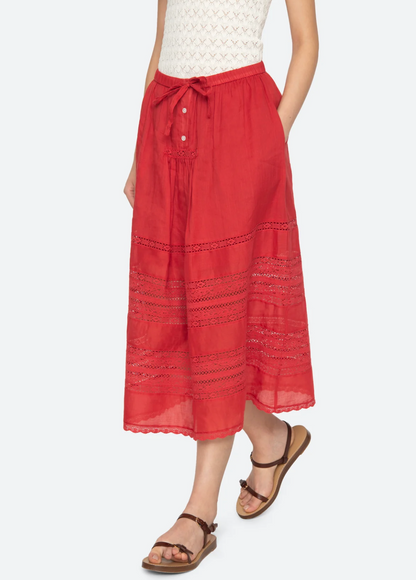 Pippa Solid Midi Skirt RED