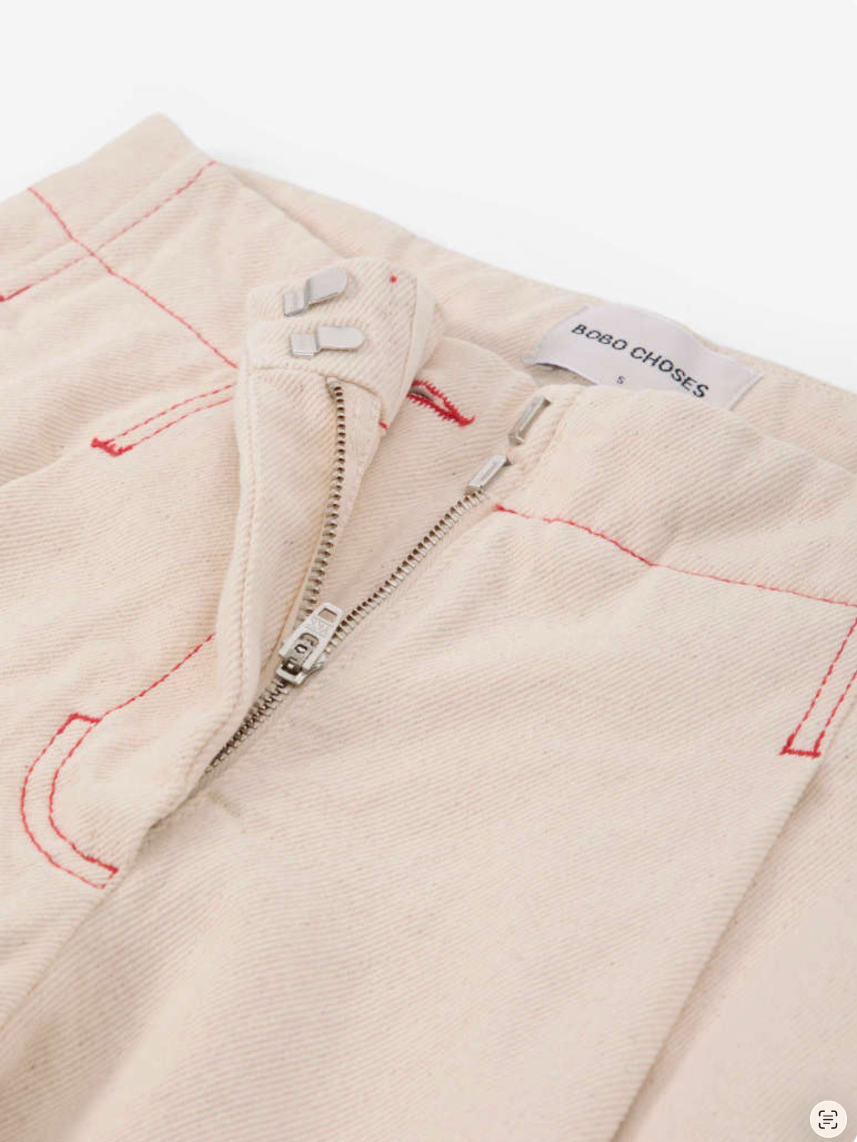Ecru twill pleated barrel pants