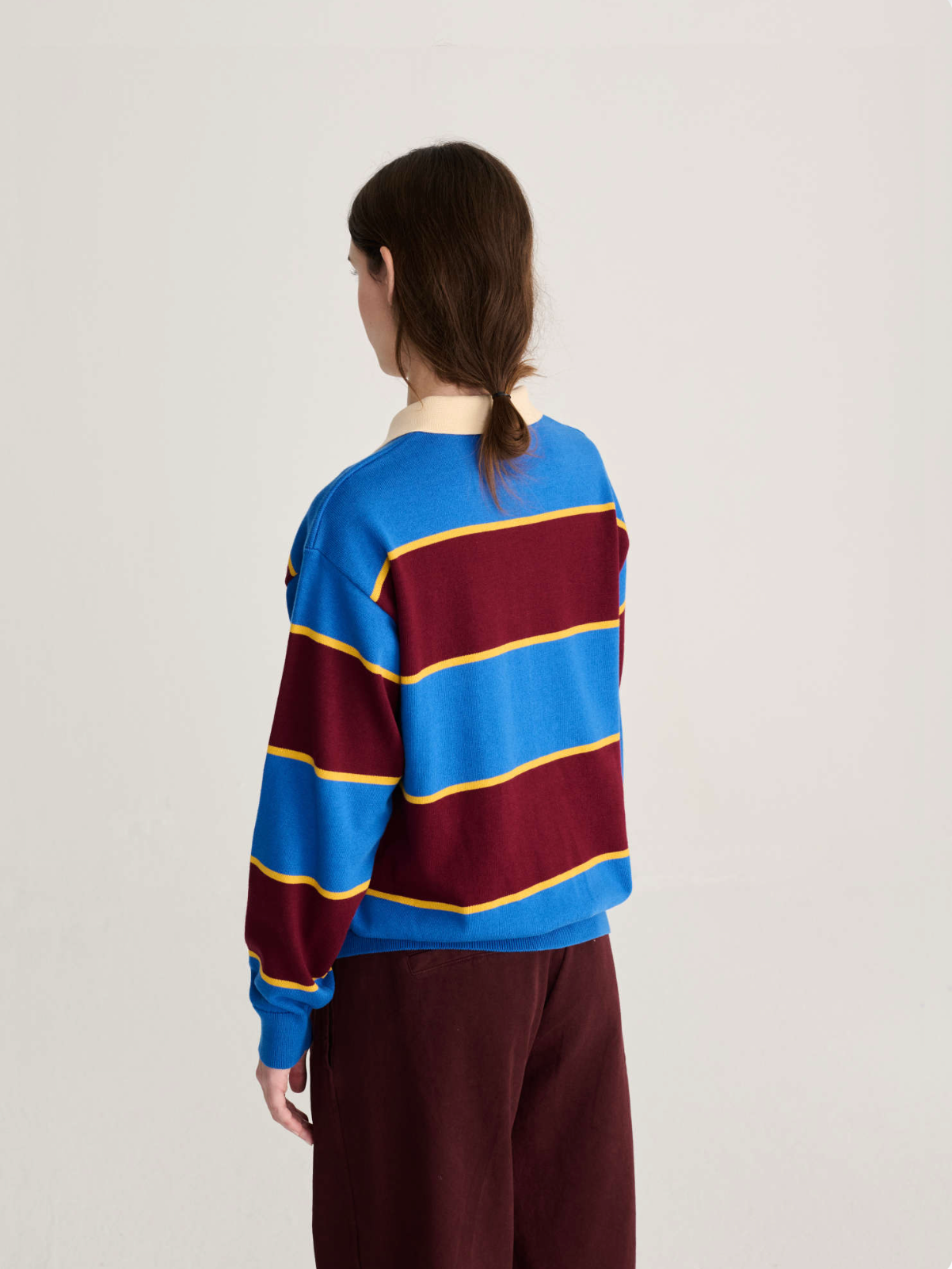 Striped cotton polo jumper