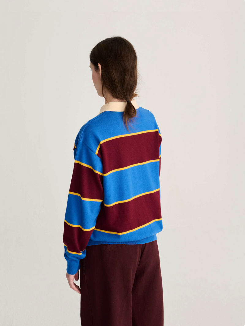 Striped cotton polo jumper