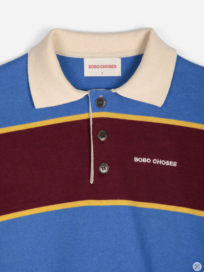 Striped cotton polo jumper
