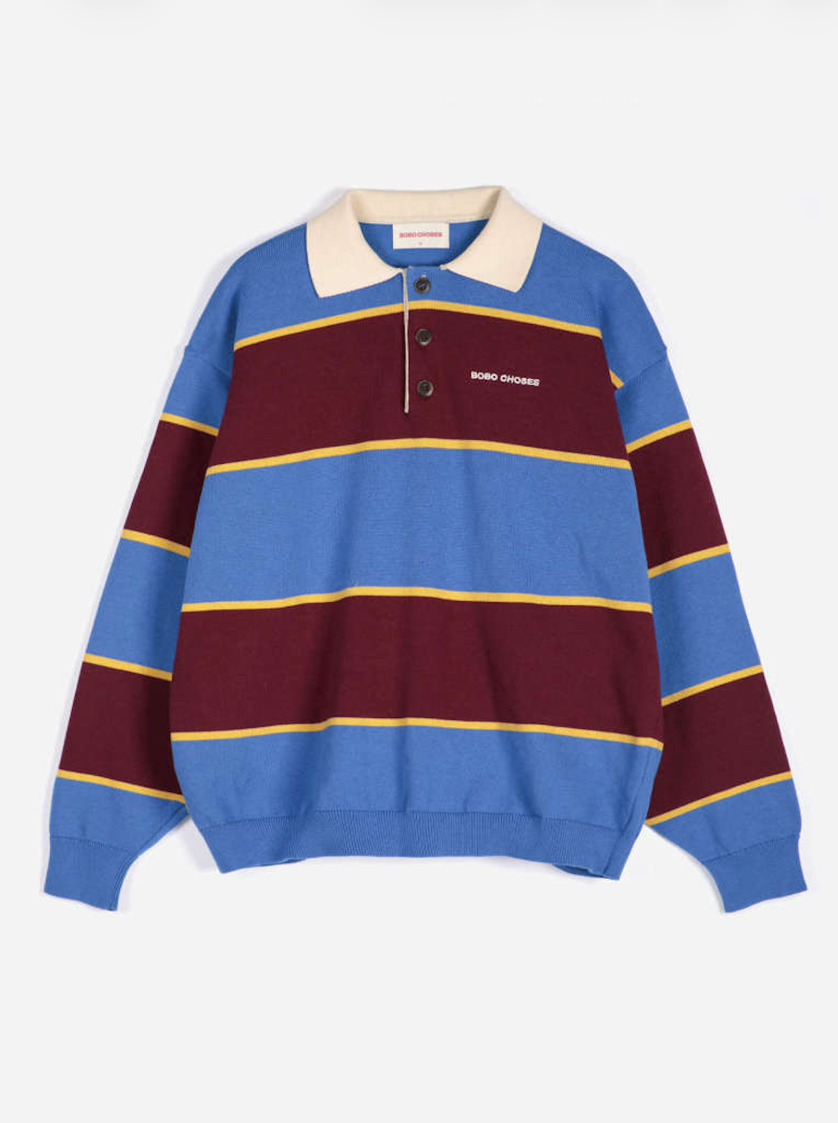 Striped cotton polo jumper