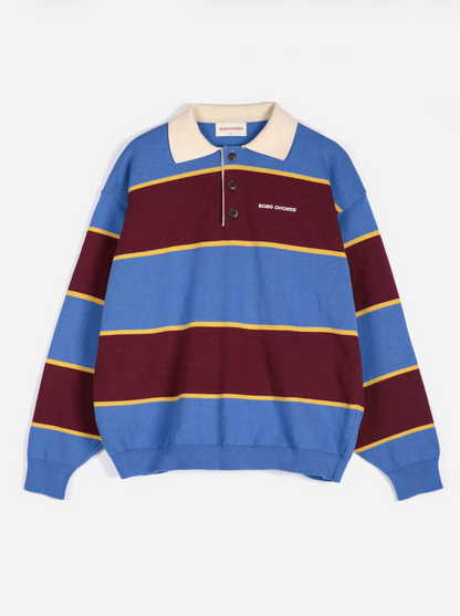 Striped cotton polo jumper