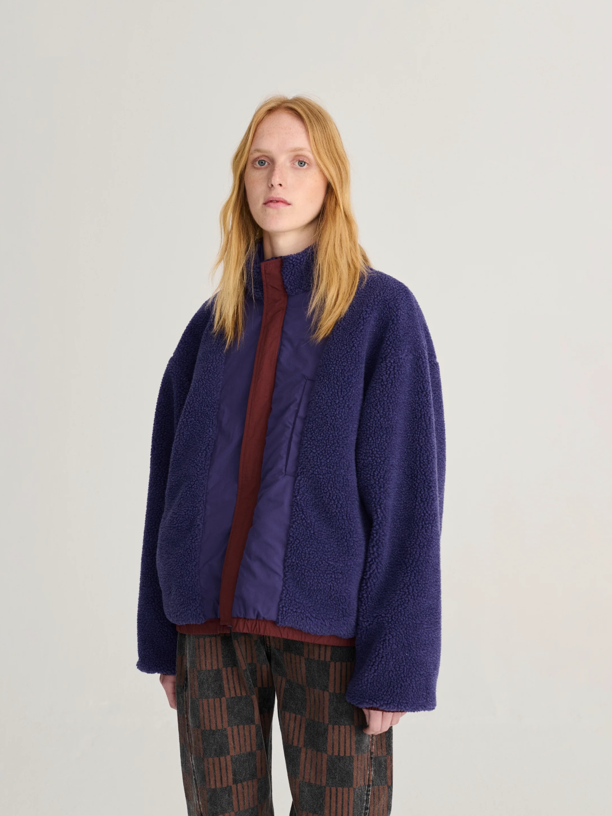 Color Block Nylon Sherpa Puffer