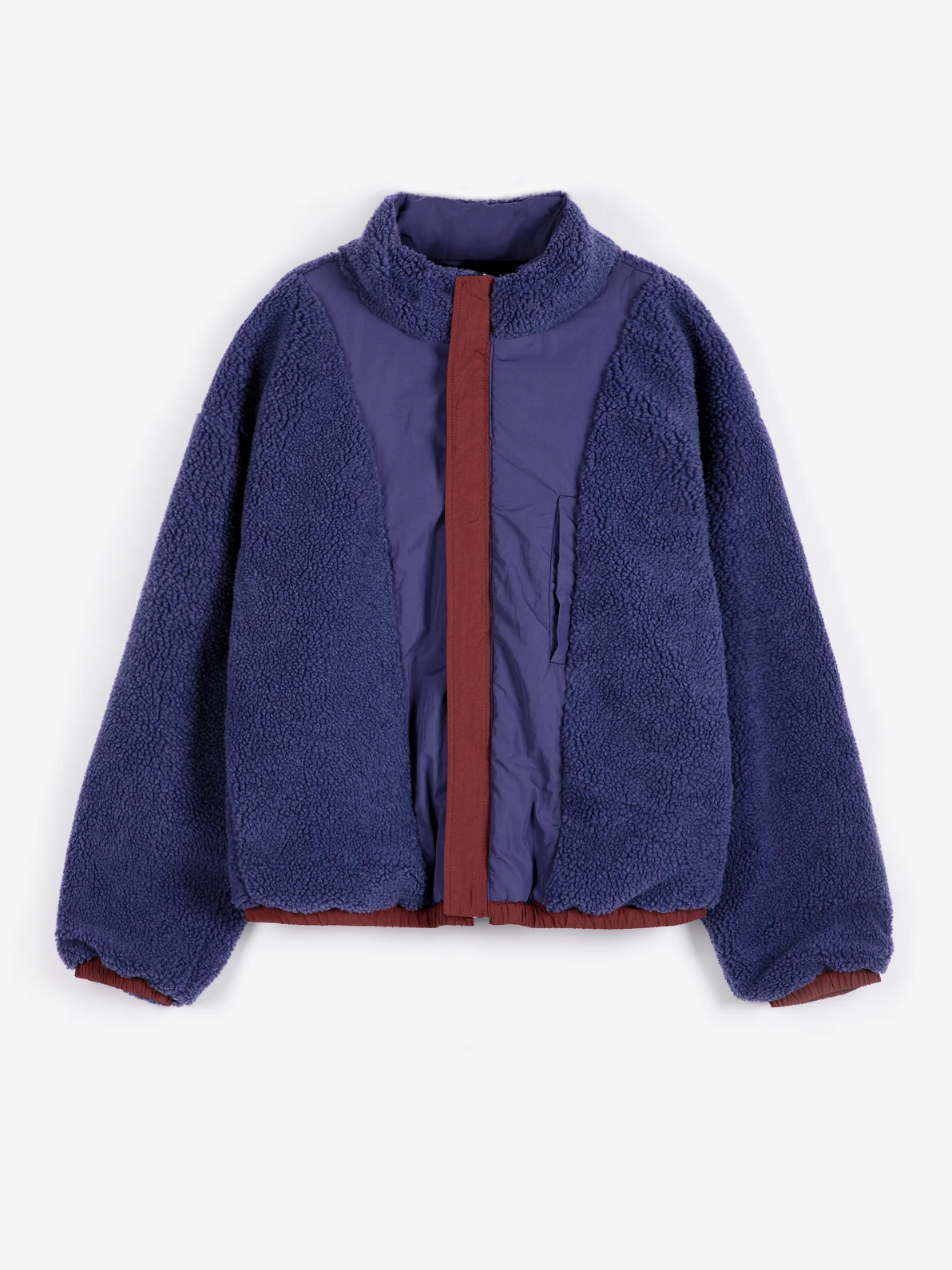 Piumino in nylon sherpa a blocchi di colore