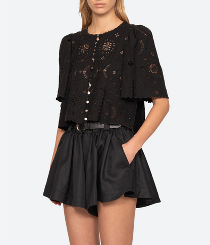 Gardener Embroidery Top BLACK