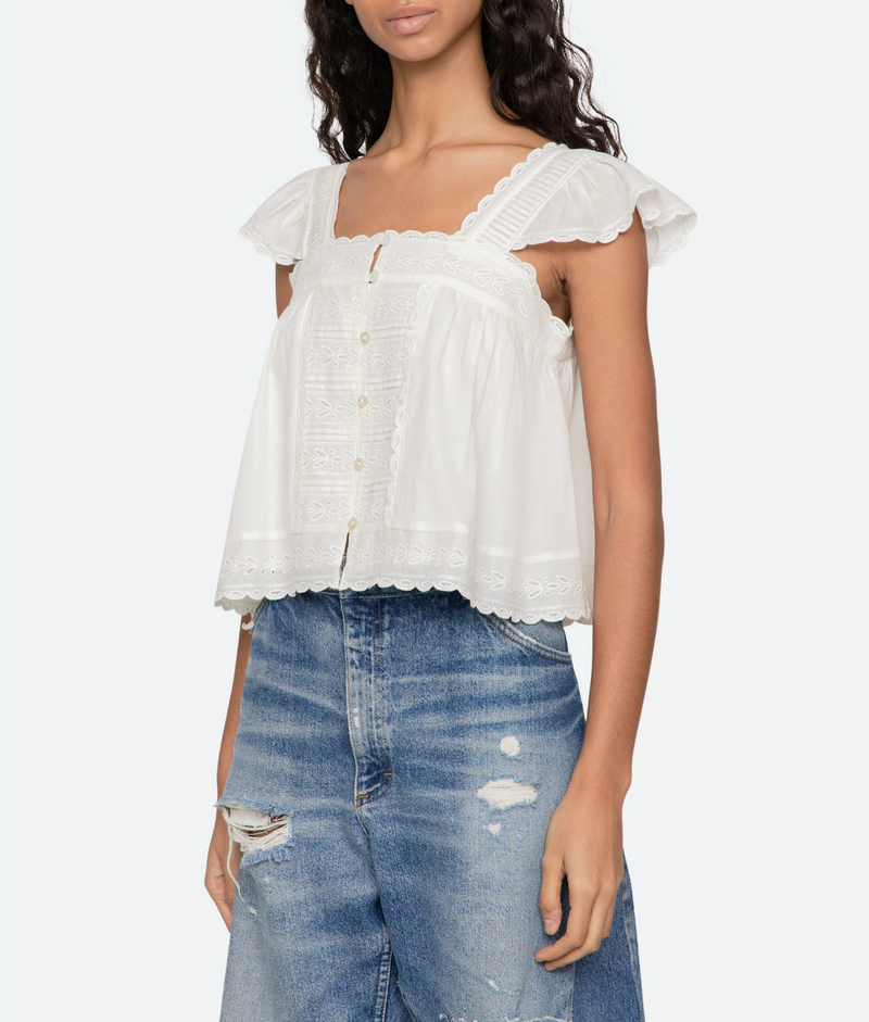 Eliza Solid Flutter Top