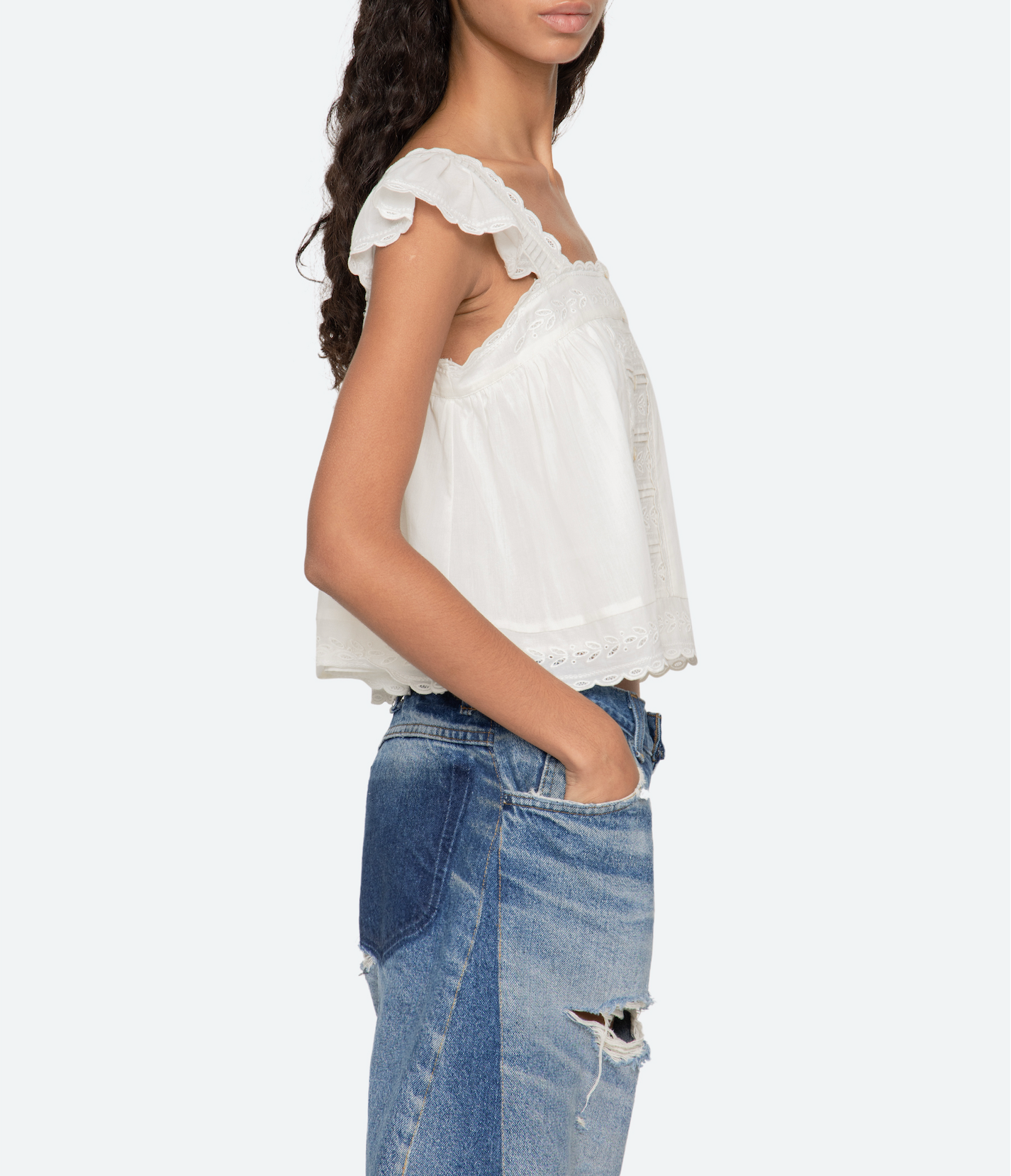 Eliza Solid Flutter Top