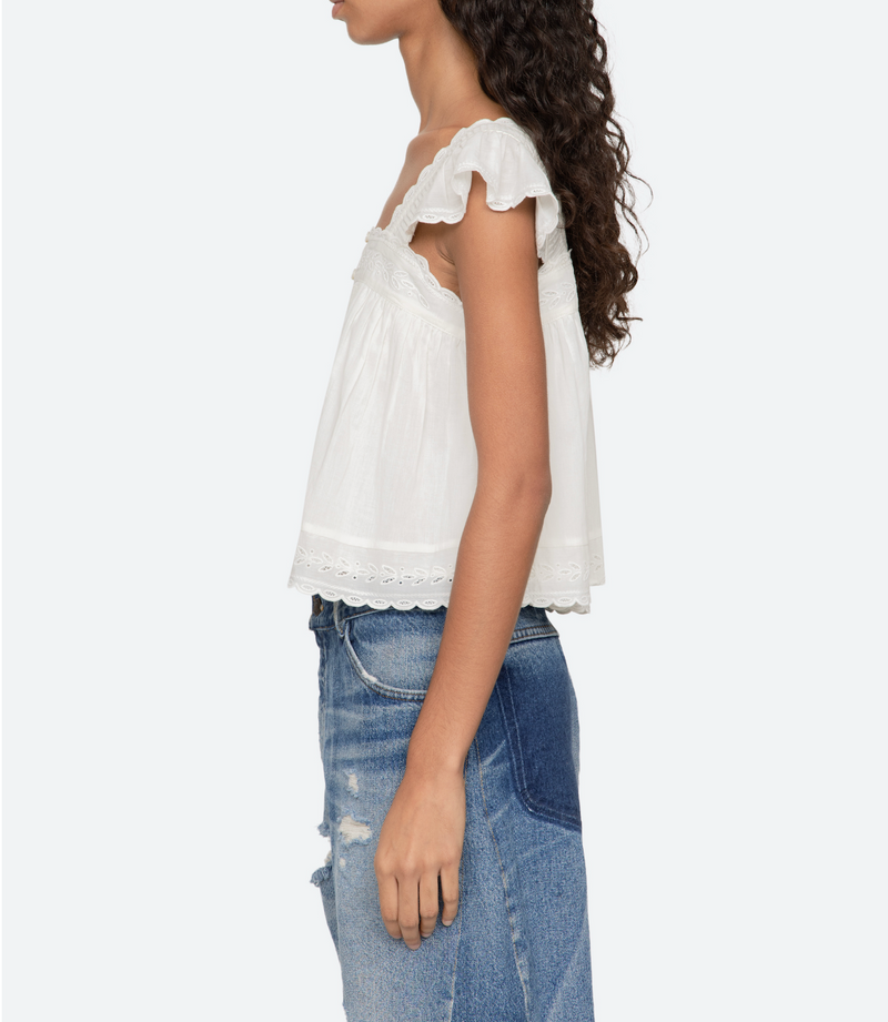 Eliza Solid Flutter Top