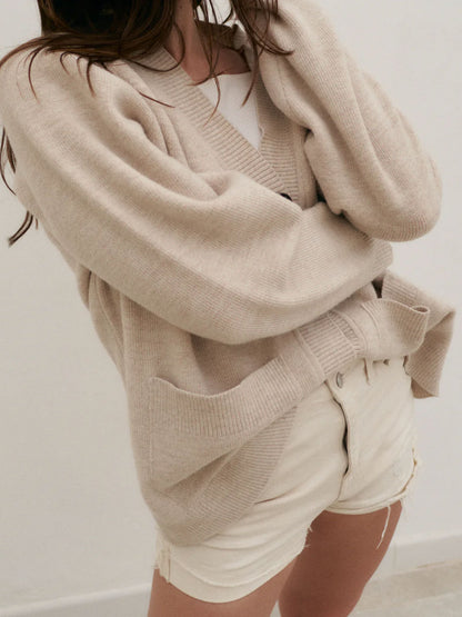 Damski kardigan oversize z wełny merino OAT