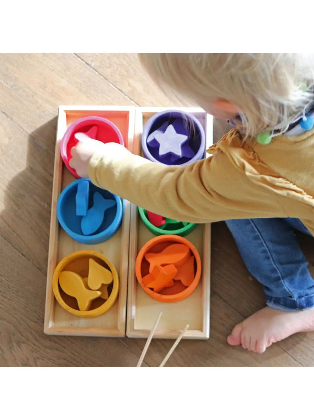 Drewniane miseczki do sortowania Grimm's BÉBÉ Concept