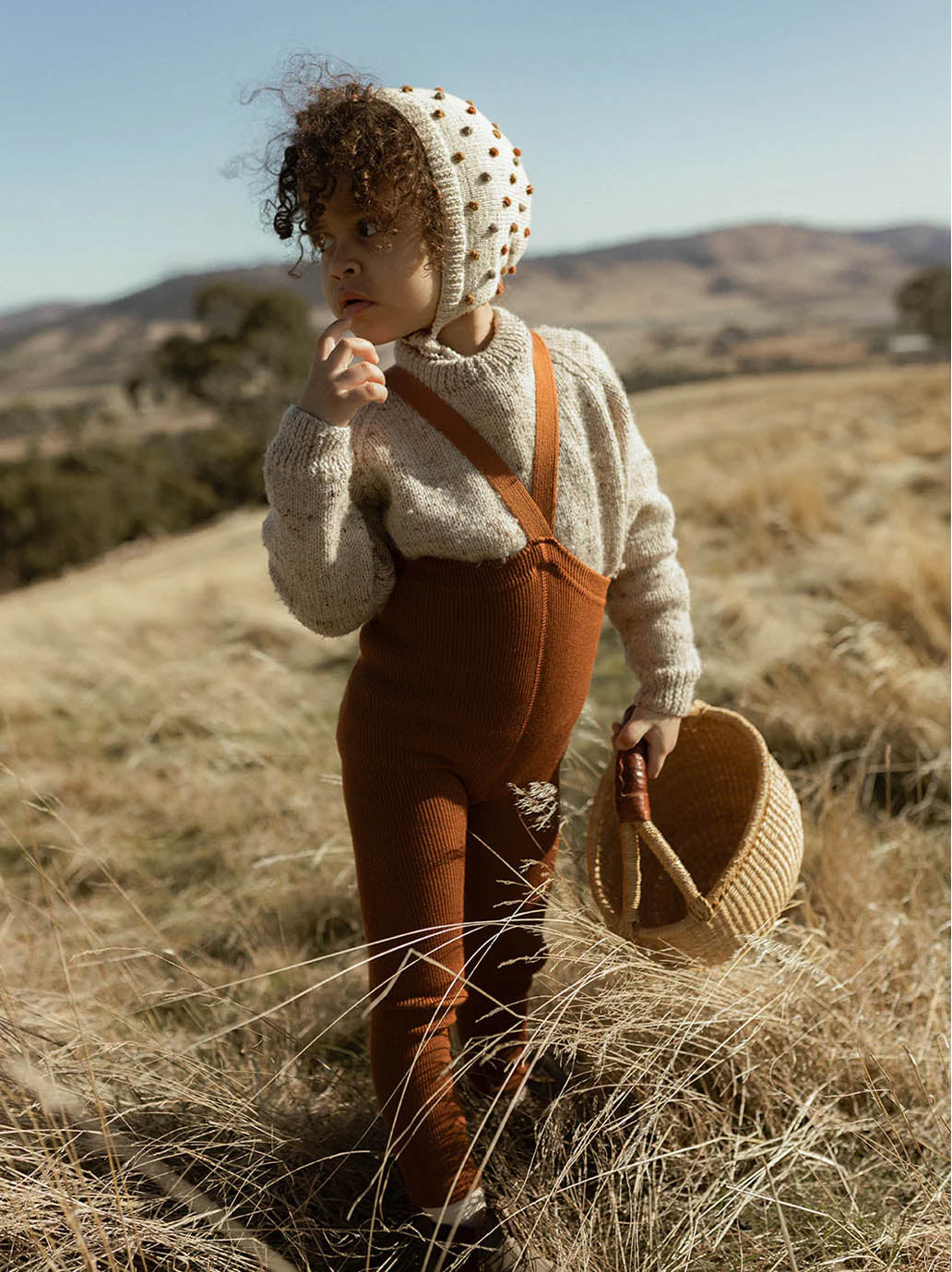 legginsy z wełną merino na szelkach w stylu vintage Silly Silas BÉBÉ Concept