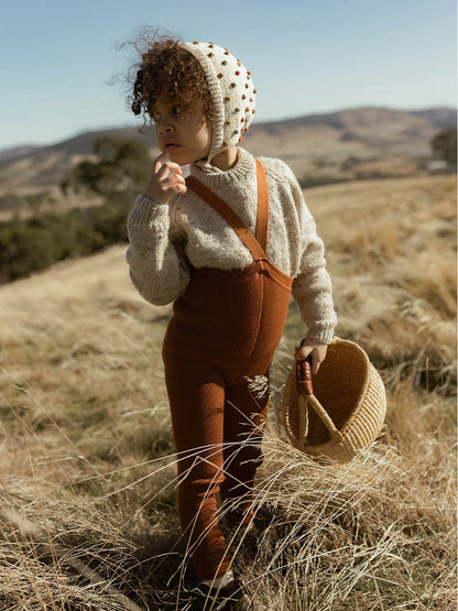 legginsy z wełną merino na szelkach w stylu vintage Silly Silas BÉBÉ Concept