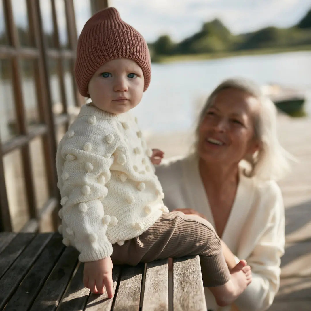 sweterek popcorn z wełny merino Mille Family BÉBÉ Concept