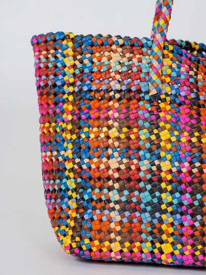 Leather Flower Basket MULTI