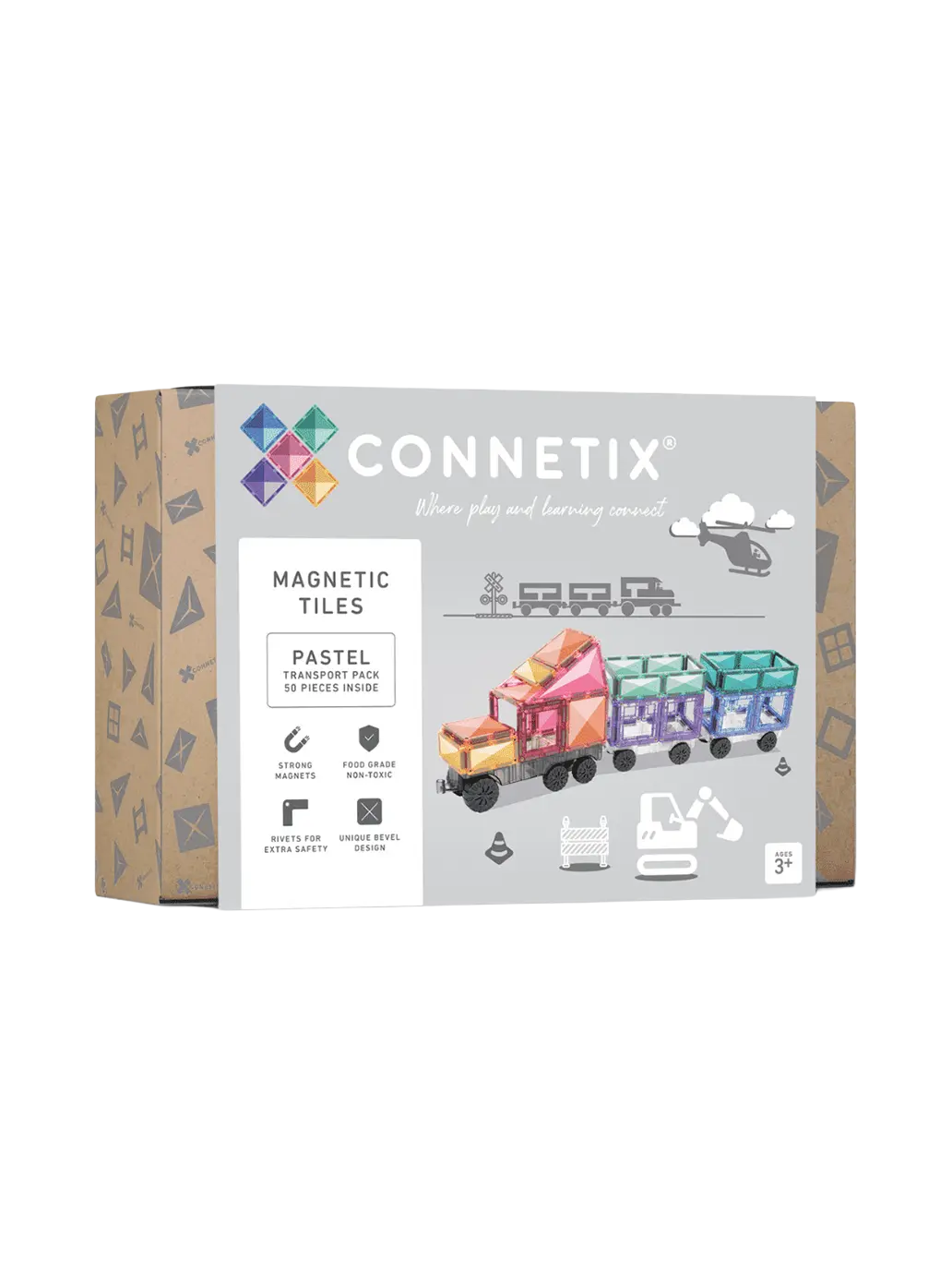Klocki magnetyczne Pastel Transport Pack Connetix BÉBÉ Concept 