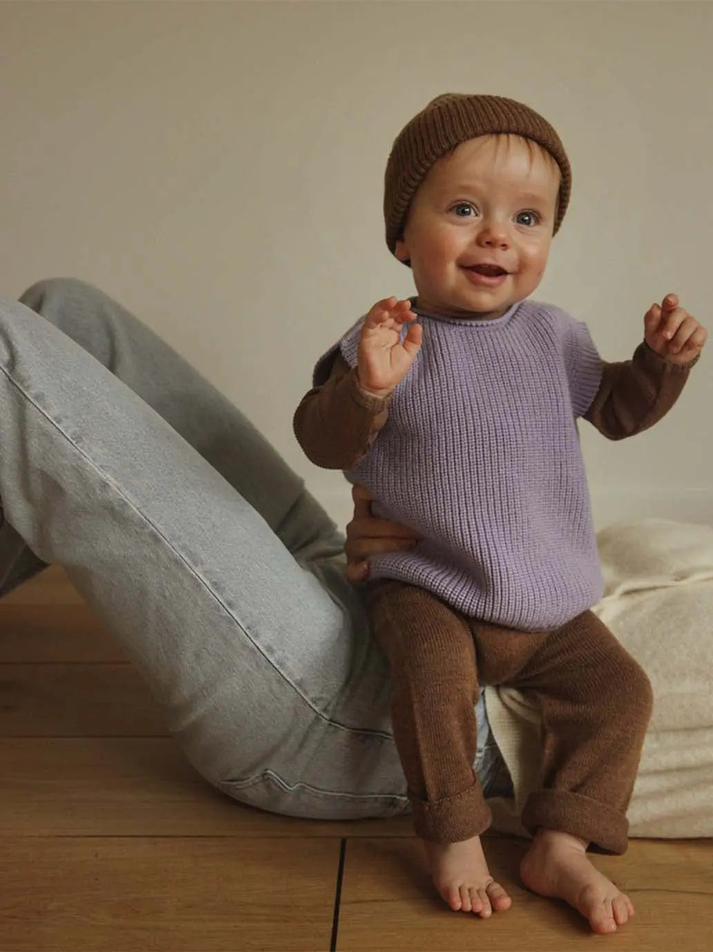 Kamizelka merino dla niemowląt Harvey vest Hvid BÉBÉ Concept 