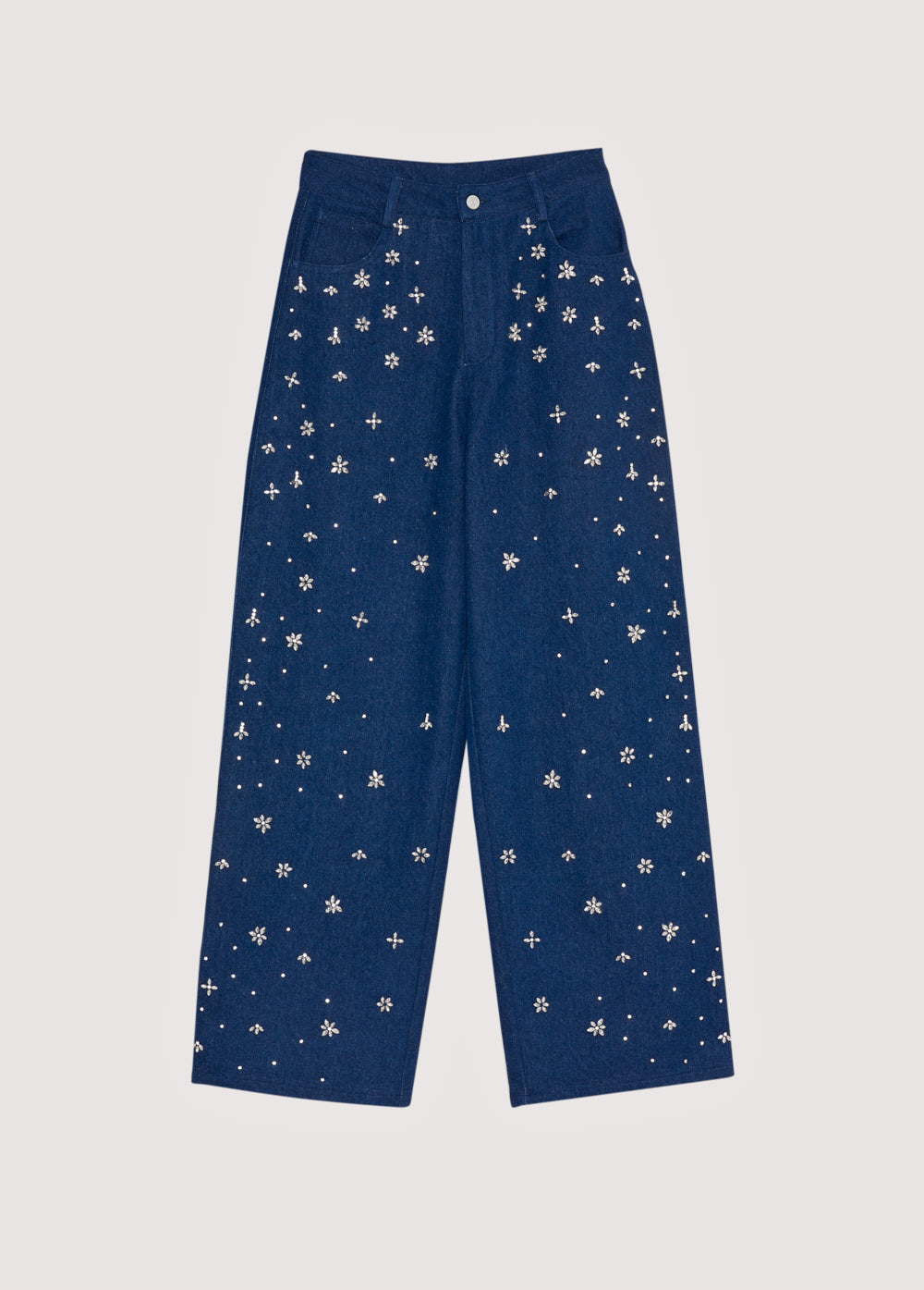 Spodnie denimowe zdobione kryształkami Lia Woman Pant BLUE DENIM