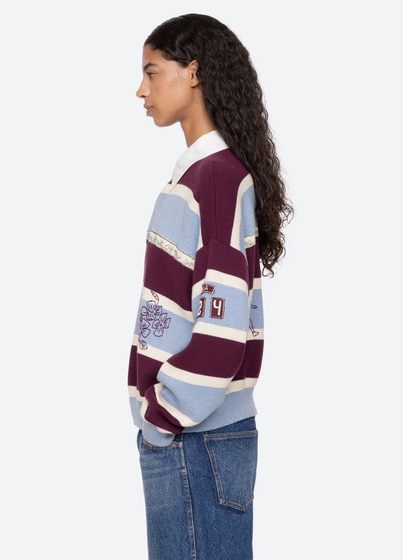 Hester solid cotton & cashmere rugby sweater