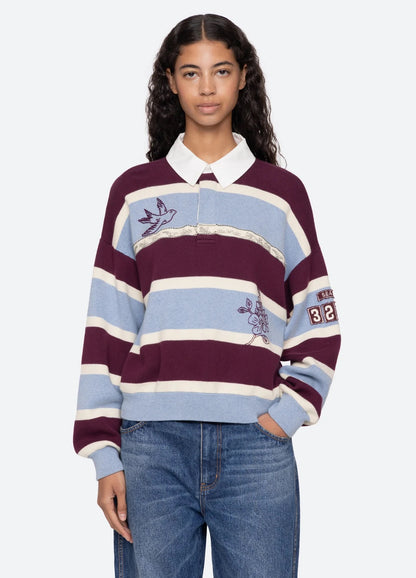 Hester solid cotton &amp; cashmere rugby sweater