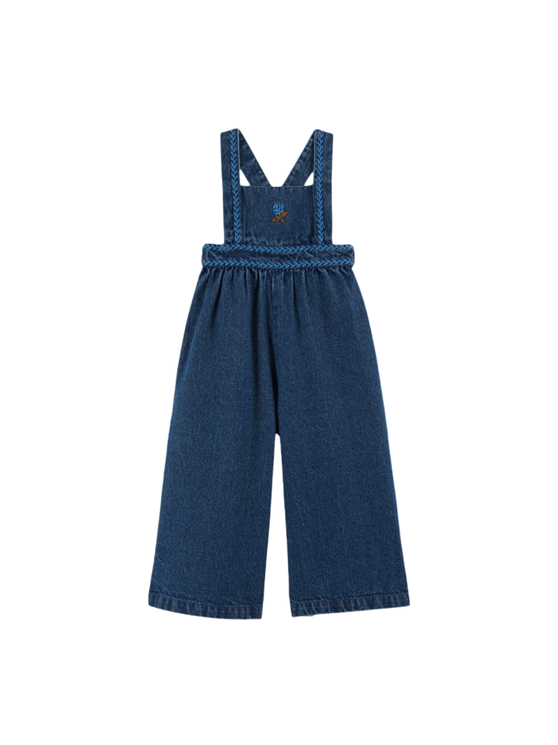 Salopette in denim ricamata