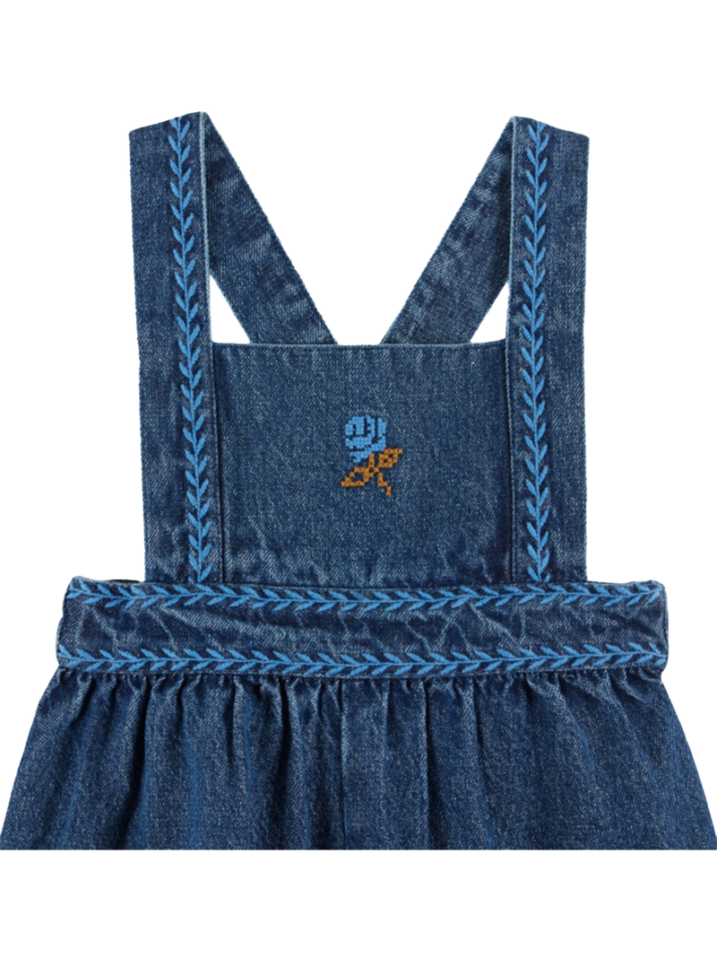 Salopette in denim ricamata