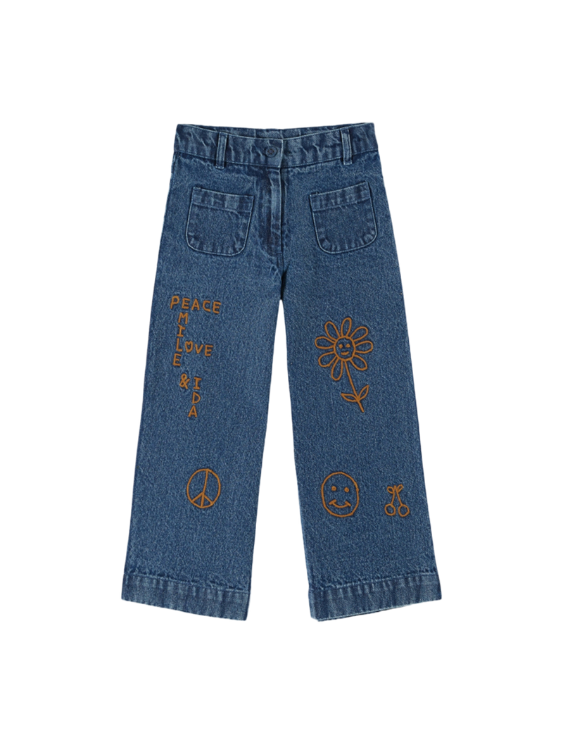 Spodnie Hippy embroidered denim pants