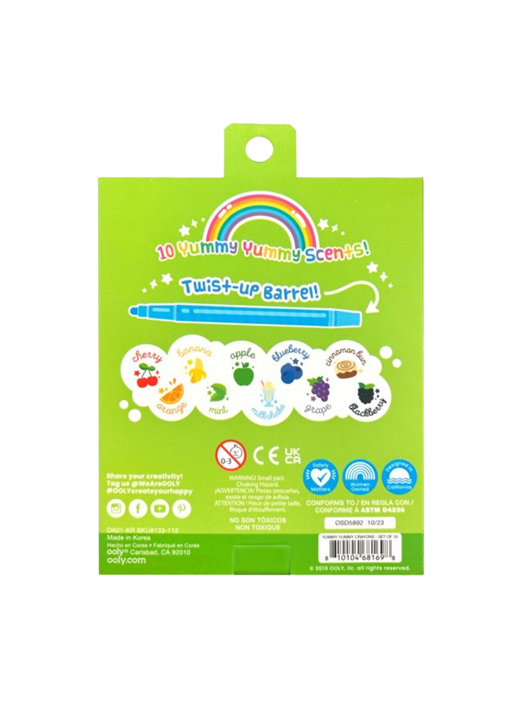 Yummy Yummy Scented Crayons 10 COLORS