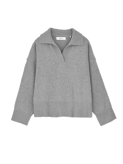 Dean V-neck Merino Jumper GREY MELANGE