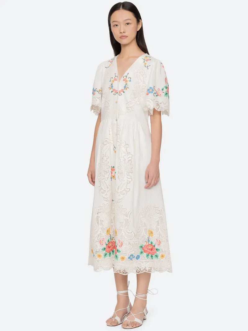 Astrid Embroidery Midi Dress