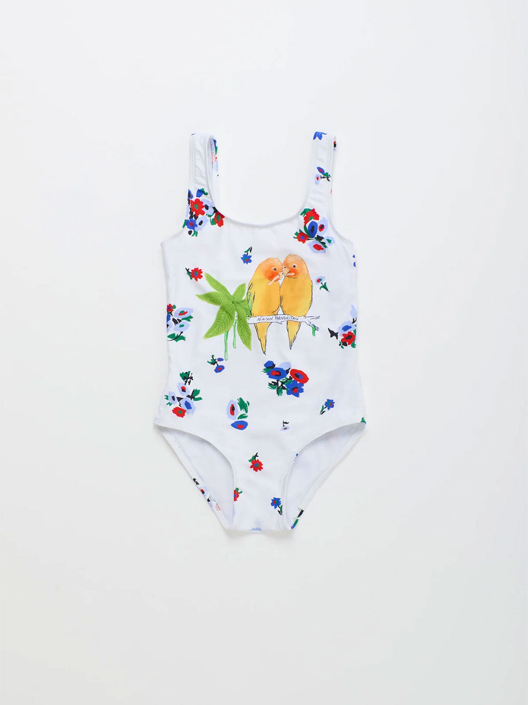 Blossom Birds Swimsuit White