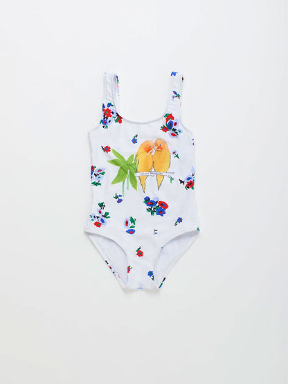 Blossom Birds Swimsuit White