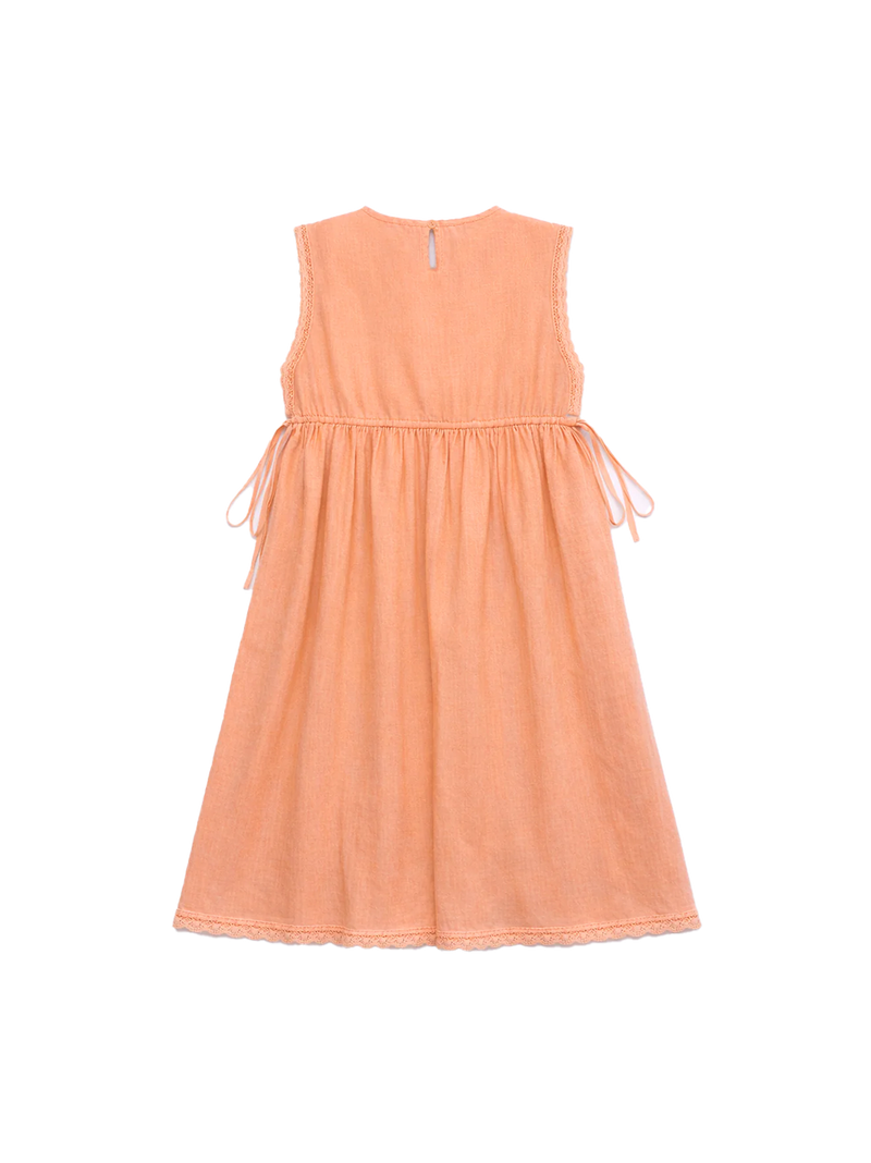Birds Embroidered Dress Orange