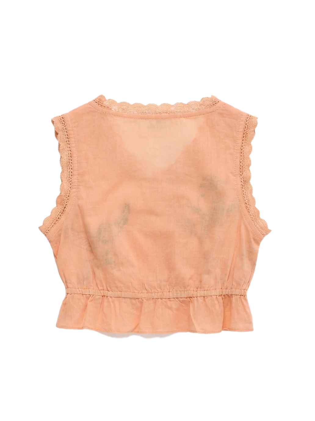 Birds Embroidered Ruffle Top Orange