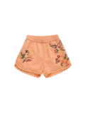 Birds Embroidered Shorts Orange