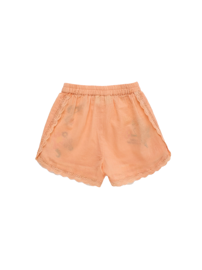 Birds Embroidered Shorts Orange