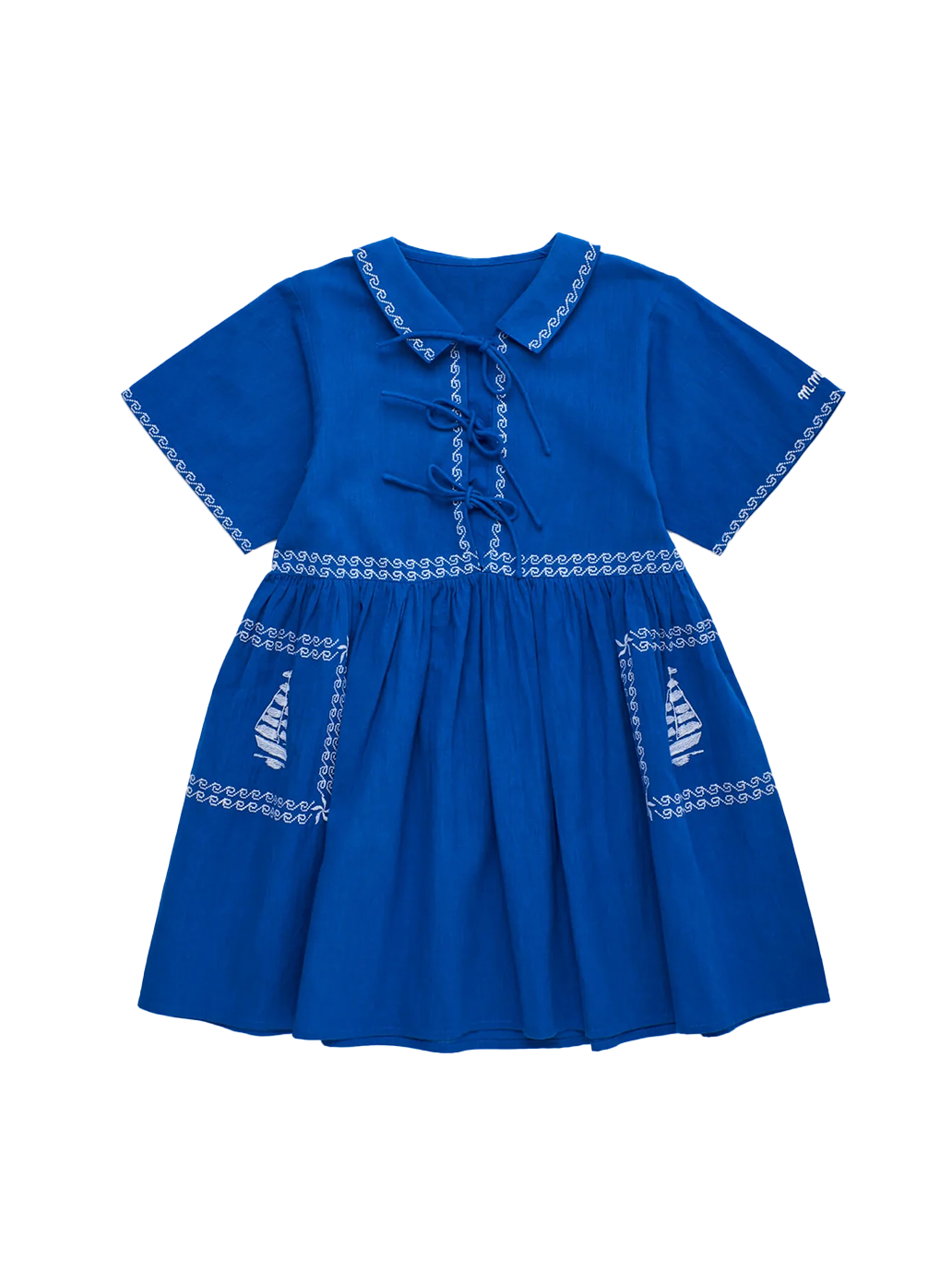 Barcos Embroidered Dress Blue