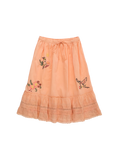 Birds Embroidered Skirt Peach