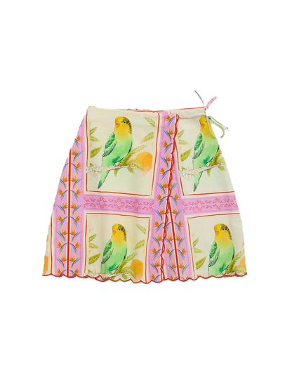 Birds Patchwork Skirt PARROT