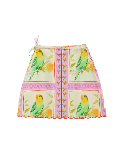 Birds Patchwork Skirt PARROT