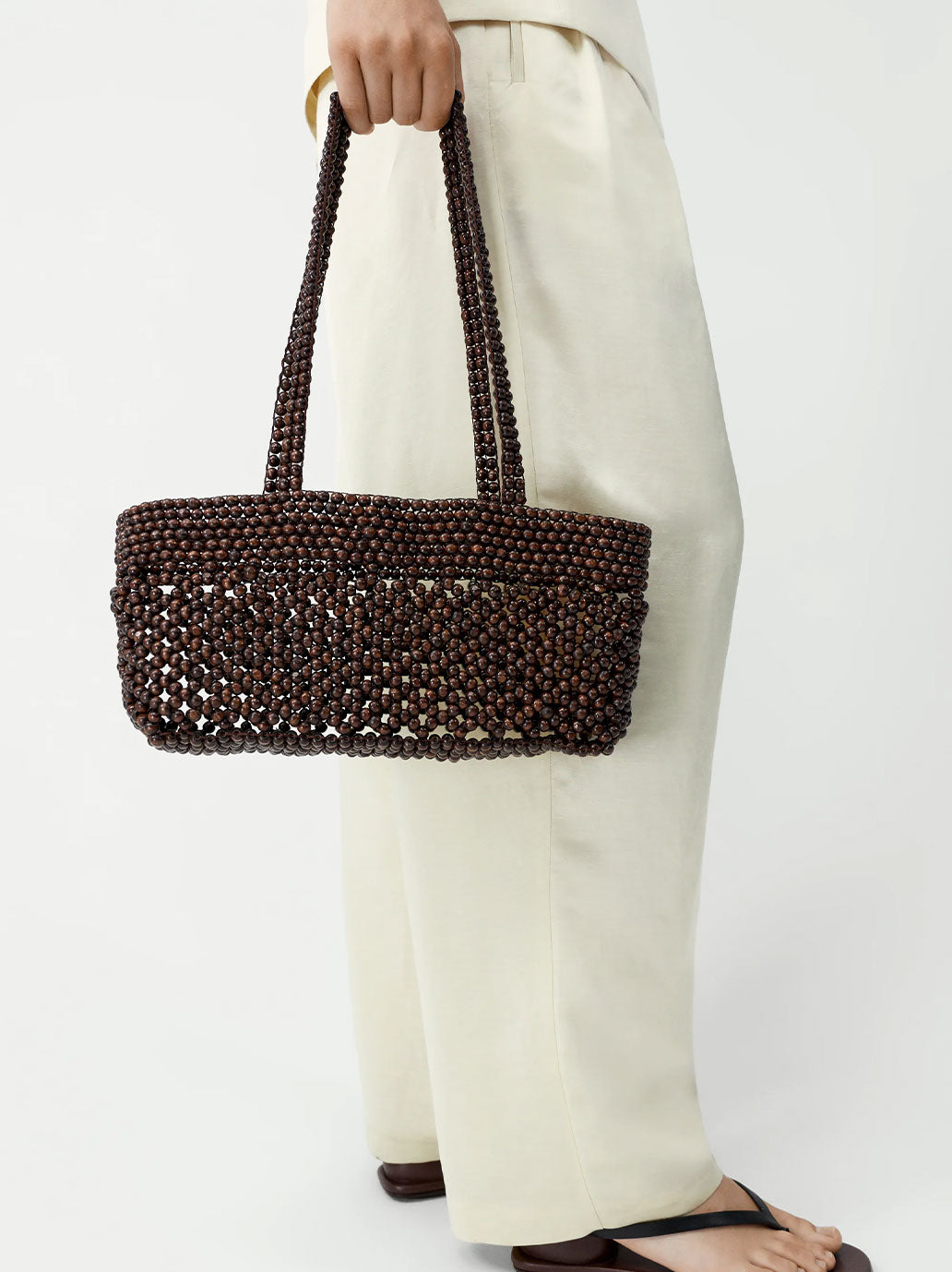 Wooden Beads Mini Bag BROWN