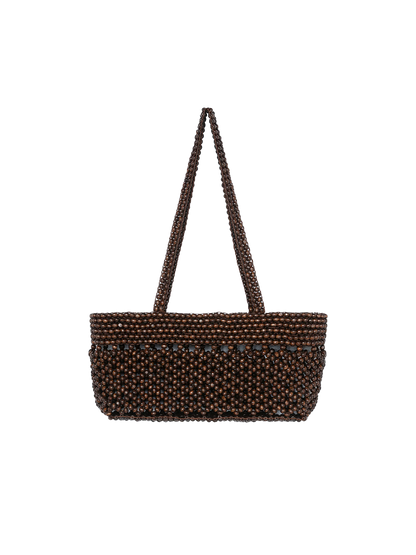 Wooden Beads Mini Bag BROWN