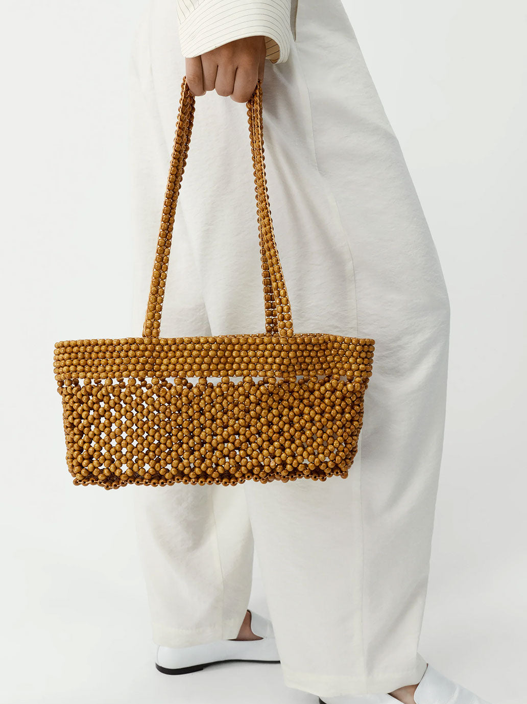 Wooden Beads Mini Bag OCHRE