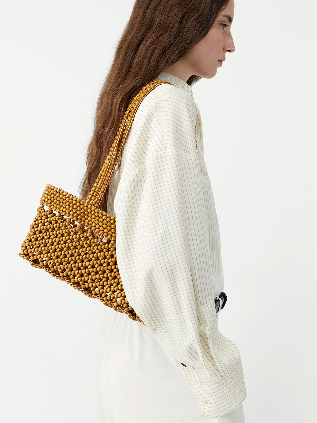 Wooden Beads Mini Bag OCHRE