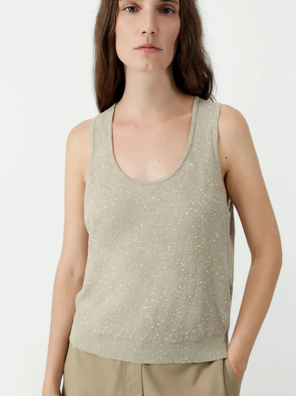 Linen & Cotton Flecked Tank Top Cordera BEBE Concept 