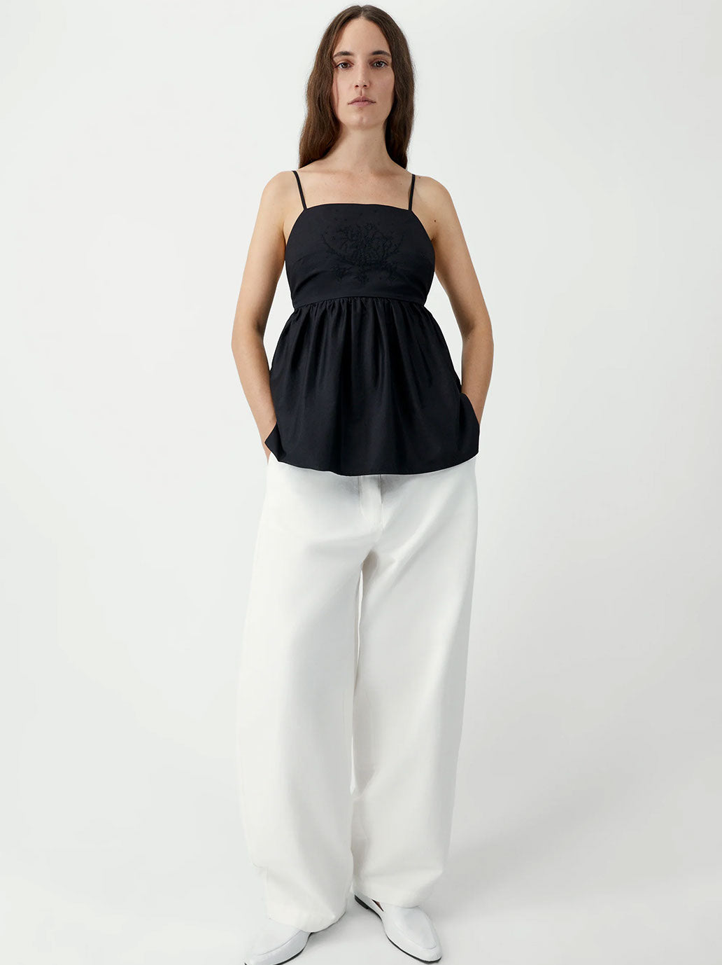 Cotton Embroidered Top BLACK