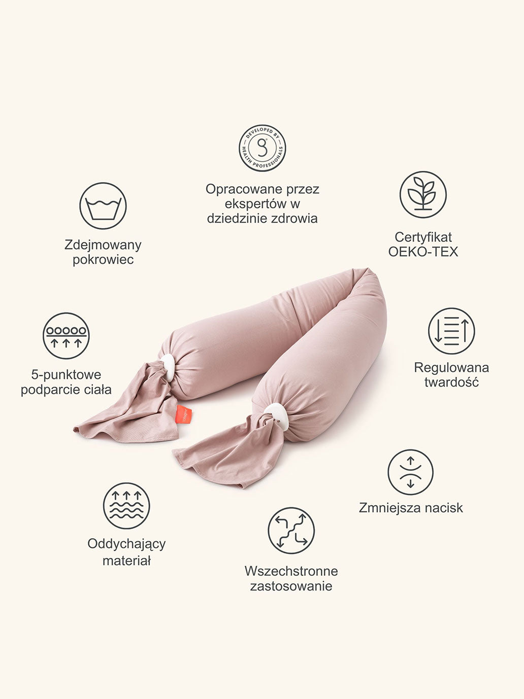 Poduszka ciążowa Pregnancy Pillow DUSTY PINK