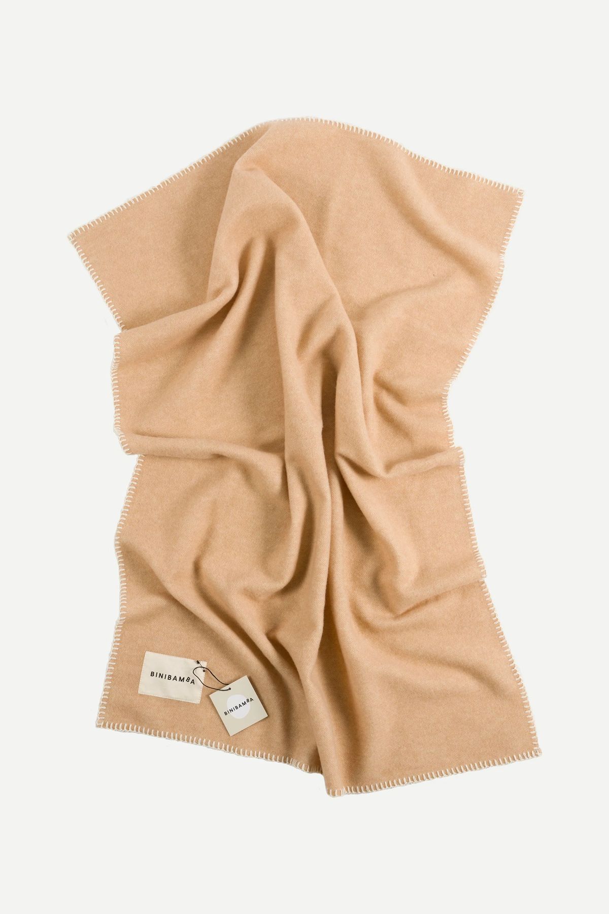Kocyk z wełny merino Two-Tone Biniblanket CAMEL / ECRU