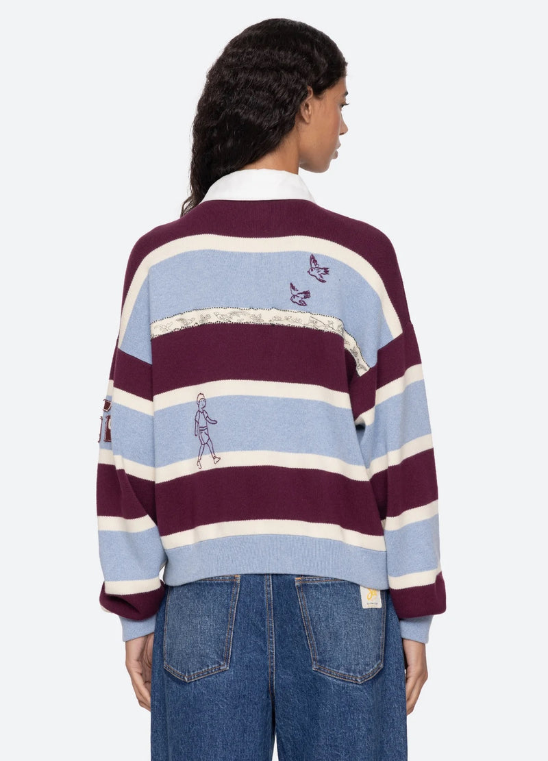 Hester solid cotton & cashmere rugby sweater