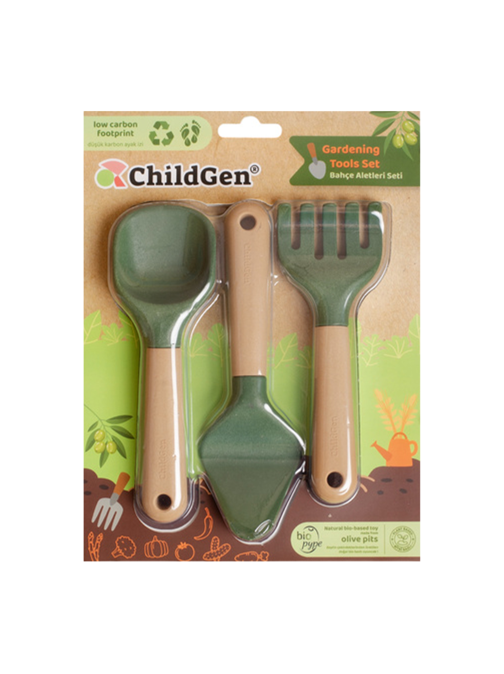 Zestaw zabawkowych narzędzi ogrodowych z bio plastiku ChildGen BÉBÉ Concept 